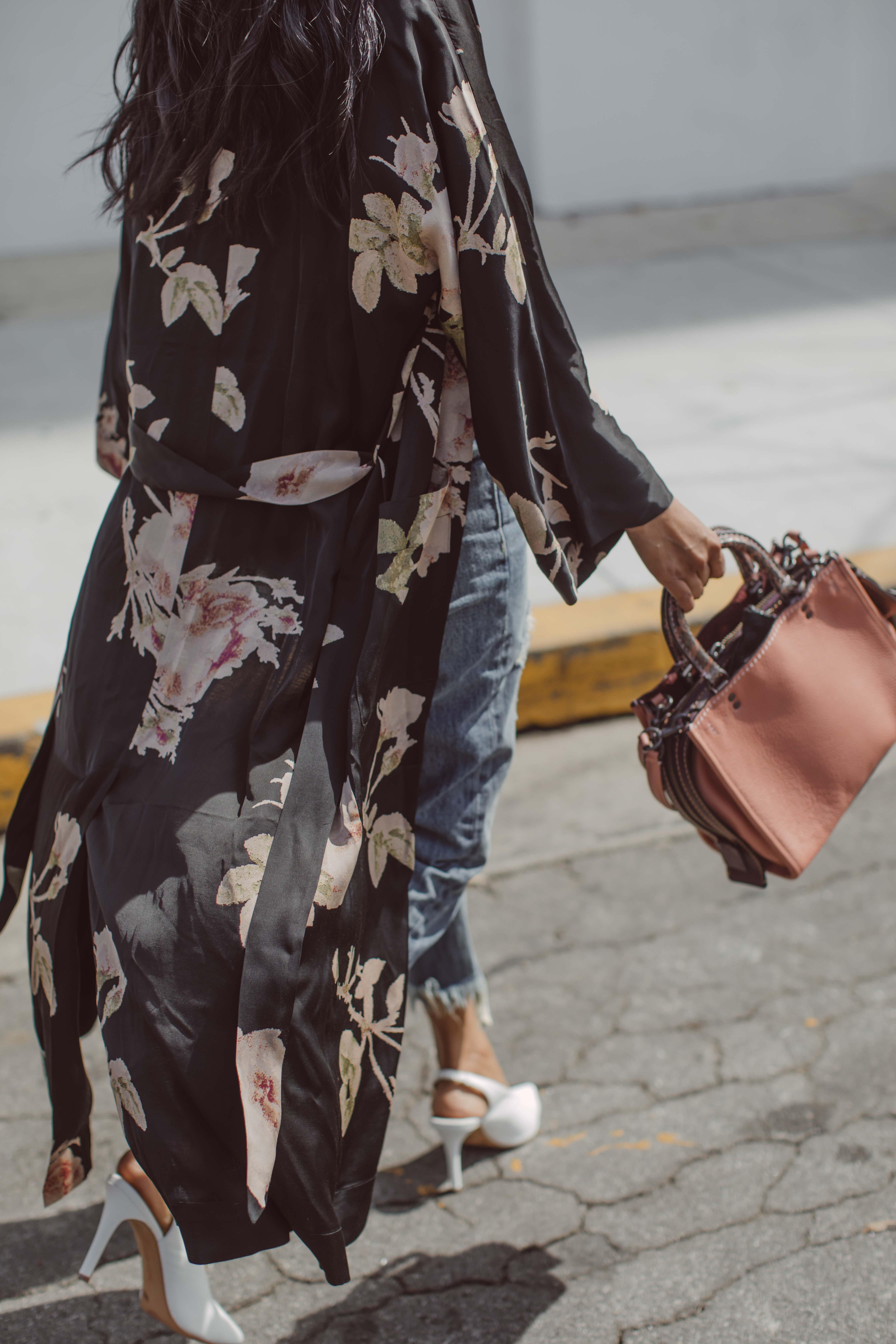 Walk In Wonderland wearing Floral Duster and White Pumps