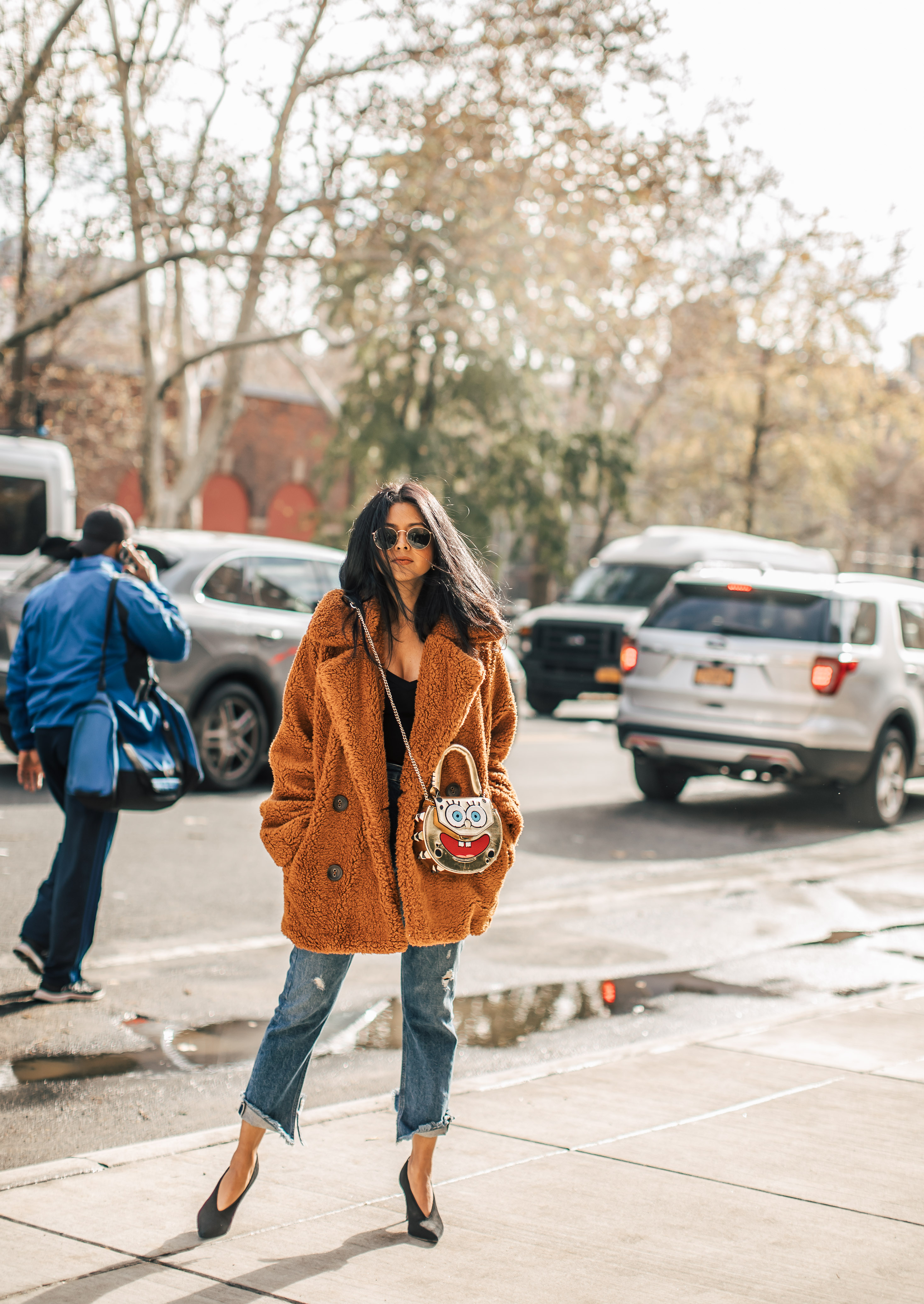 Sheryl Luke of Walk In Wonderland wearing teddy coat